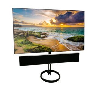 LG turning TV stand with B&O soundbar